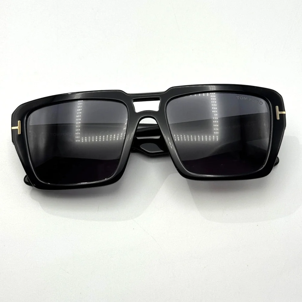 Tom Ford Sunglasses Redford TF1153 01A Shiny Black Pilot Frame Gray Lens 56mm